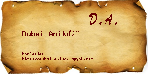 Dubai Anikó névjegykártya